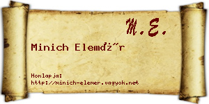 Minich Elemér névjegykártya