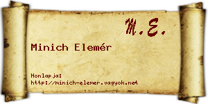 Minich Elemér névjegykártya